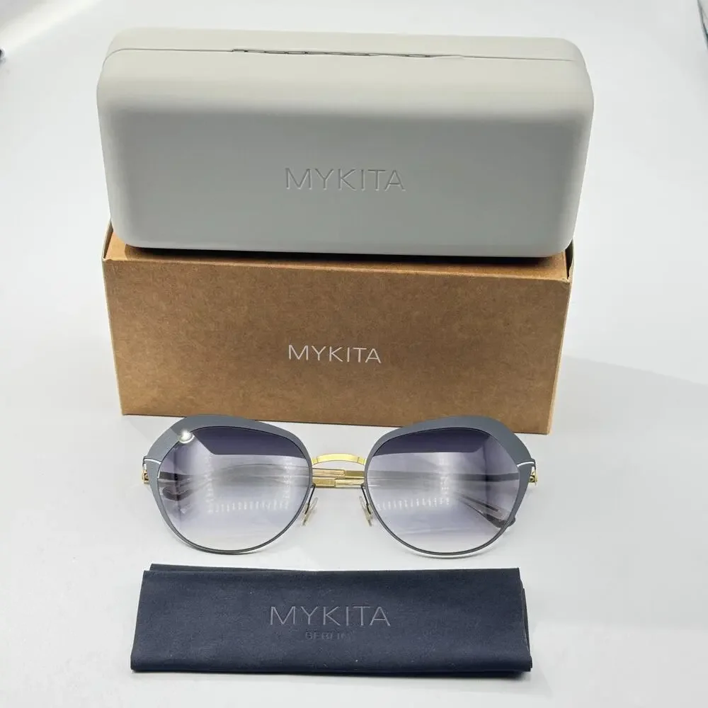 Mykita Sunglasses Lite Sun Mette Col 256 Indigo Gold Butterfly Oversize Gradient